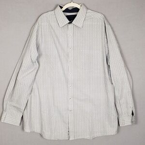 Twenty Eight Degrees Long Sleeve Cotton Dress Shirt Blue Green Micro Mosaic Tile